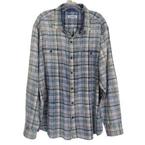 Tommy Bahama button down shirt Men's size XL blue plaid‎ cotton